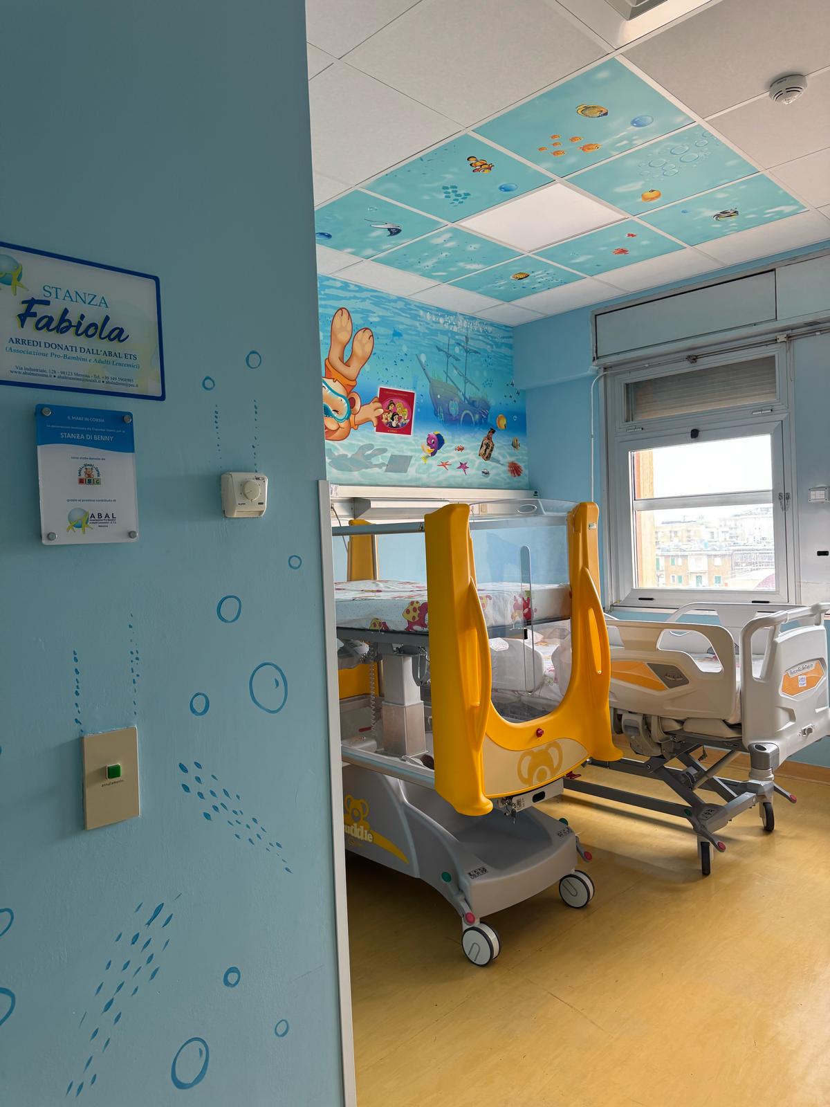 Stanza Fabiola al Day Hospital del Policlinico di Messina — arredi donati da A.B.A.L. E.T.S.