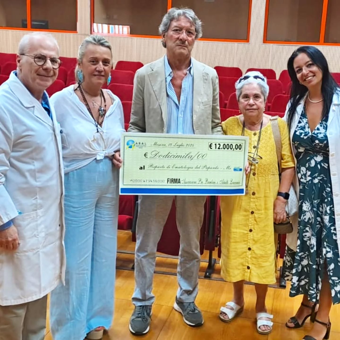 Consegna della borsa di studio ABAL all'UOC Ematologia del Papardo, Messina, 18 luglio 2023